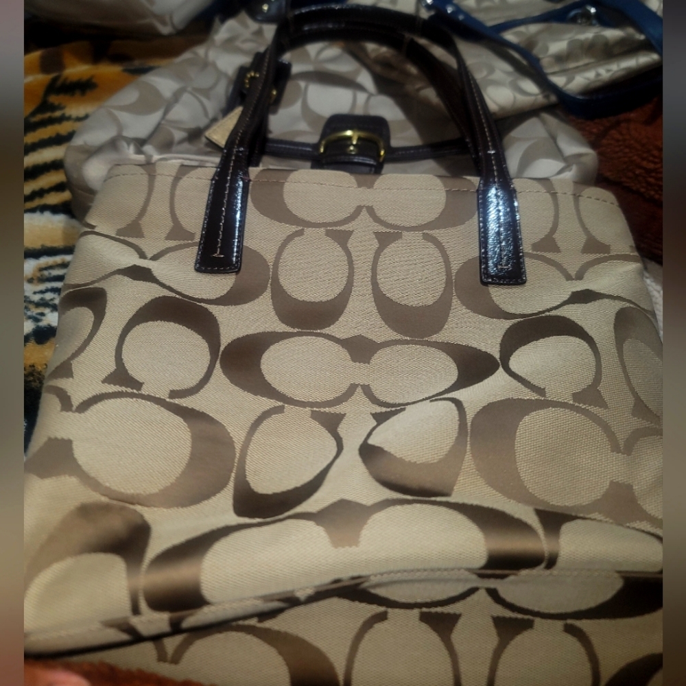 Coach Signature Stripe Satchel Bag Purse Handbag H1380-F25771 - Picture 2 of 15